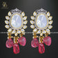 Zevar Designs Long Necklace Sets Uncut Kundan and AD Dual Finish Long Set - Wine Red