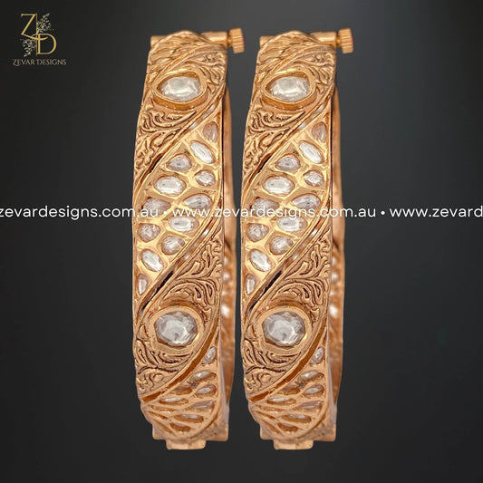 Zevar Designs Kundan Bangles Uncut Kundan Polki AD Bangles