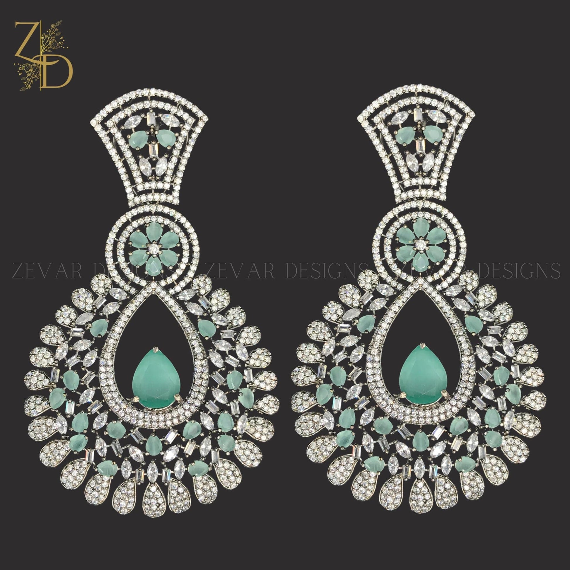 Zevar Designs Zircon Earrings Zircon Earrings - Mint